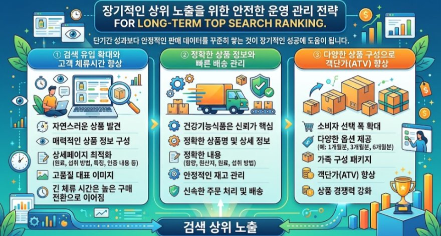 쿠팡 건기식 상위노출 가이드, 검색 순위 플러스 시키는 핵심 공략법